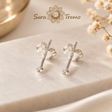 Cumpara ieftin Cercei Minimalis cu cristal , argint 925