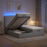 Cumpara ieftin Pat Ottoman cu Saltea si LED Gri deschis 180 x 200 cm Tesatura