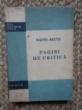 Sainte-Beuve - Pagini de critica (Editia: 1958)