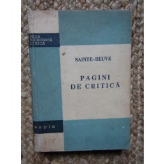 Sainte-Beuve - Pagini de critica (Editia: 1958)