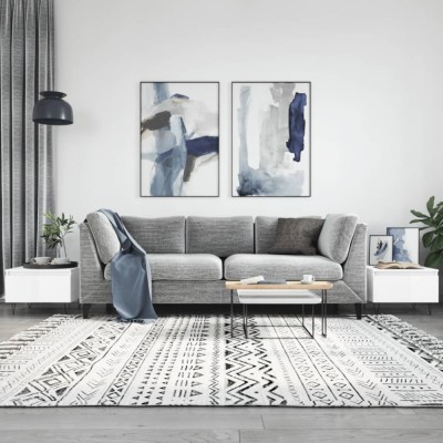 vidaXL Mese de cafea 2 buc. alb extralucios 50x46x35 cm lemn compozit 830865 foto