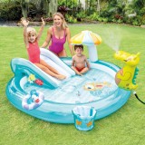 Piscina gonflabila cu tobogan si jet de apa pentru copii, 2.01 x 1.70 x 0.84 m, Albastra, CMCLASS