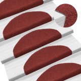 Cumpara ieftin Covorașe autocolante de scări, 15 buc, 65 x 21 x 4 cm, roșu, vidaXL