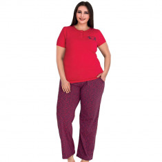 Pijama dama mineca scurta 3132 Batal Rosu 3XL foto