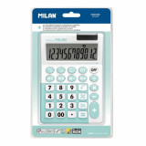 Calculator de birou antibacterian Milan +, 12 cifre, alb-turcoaz