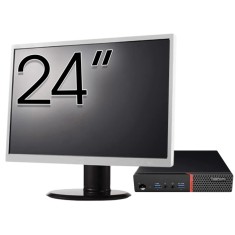 Pachet Calculator Second Hand Lenovo ThinkCentre M700 Mini PC, Intel Core i5-6400T 2.20GHz, 8GB DDR4, 256GB SSD + Monitor 24&amp;quot; NewTechnology Media