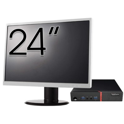 Pachet Calculator LENOVO Thinkcentre M600 Tiny, Intel Pentium J3710 1.60-2.64GHz, 4GB DDR3, 120GB SSD + Monitor 24&amp;amp;quot; NewTechnology Media foto