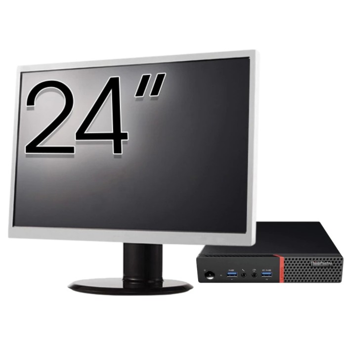 Pachet Calculator LENOVO Thinkcentre M600 Tiny, Intel Pentium J3710 1.60-2.64GHz, 4GB DDR3, 120GB SSD + Monitor 24&amp;quot; NewTechnology Media