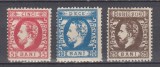 ROMANIA 1872 LP 35 LP 36 LP 37 REGELE CAROL I CU BARBA GUMA ORIGINALA SERIA DANTELATA SARNIERA