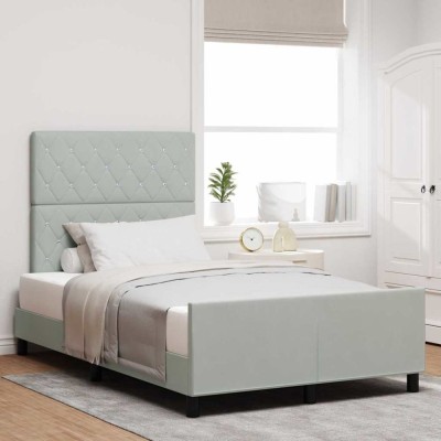 vidaXL Cadru de pat cu headboard Gri deschis 120 x 190 cm Catifea 3344861 foto