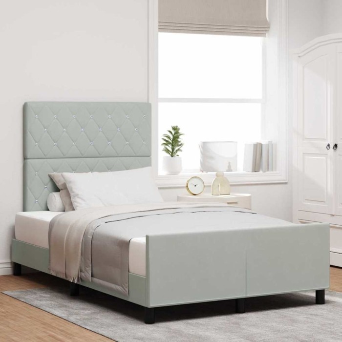 vidaXL Cadru de pat cu headboard Gri deschis 120 x 190 cm Catifea 3344861