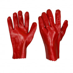 Manusi din PVC, protectie anti-chimica, industriale, lungime 27cm, rosii