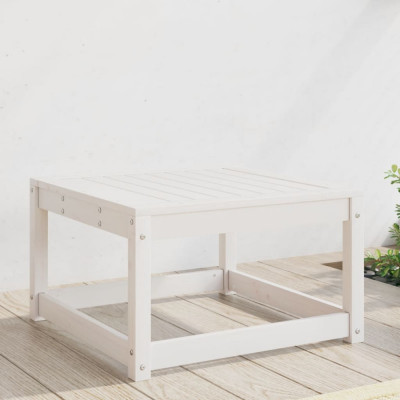 vidaXL Taburet de grădină, alb, lemn masiv de pin foto