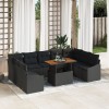 Gossi set de canapea pentru gradina 10 piese cu perne negru poliratan