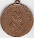 Franta &ndash; medalie comemorativa Fran&ccedil;ois Arago 1879, inaugurarea statuii, cu toarta