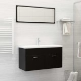 VidaXL Set mobilier de baie, negru, PAL