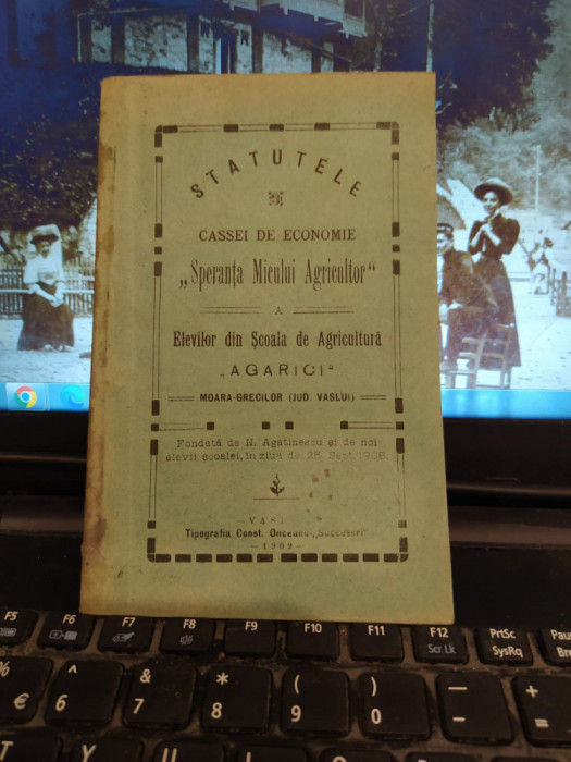 Statutele Speranța Micului Agricultor, Agarici, Moara Grecilor, Vaslui 1909, 201