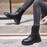 Ghete negre cu fermoar in fata 7781A 114, 39, 40, Negru