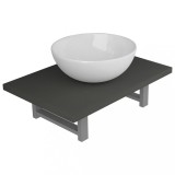 Cumpara ieftin Set mobilier de baie, 2 piese, gri, ceramica