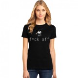 Tricou dama negru - f*ck off Mickey Mouse - S