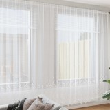 vidaXL Cortină din Dantelă cu perdele Floral Alb 260x750cm Poliester 4107836