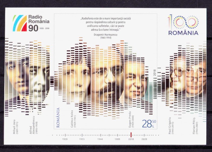 RO 2018 LP 2218 &quot;Soc. Romana de Radio -90 de ani&quot;,colita 769,tiraj 4.200 , MNH