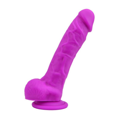 Loving Joy 8 Inch Realistic Silicone Dildo with Suction Cup and Balls Purple foto