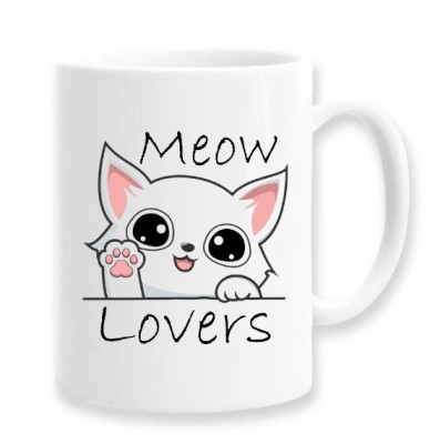 Cana alba personalizata &amp;quot;Meow lovers&amp;quot;, INOVATIX&amp;reg;. 330ml foto