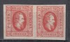 ROMANIA 1865 LP 17 ALEXANDRU IOAN CUZA EFIGIA DOMNITORULUI IN OVAL 20 PARALE ROSU PERECHE GUMA ORIGINALA SARNIERA, Nestampilat