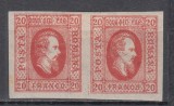 ROMANIA 1865 LP 17 ALEXANDRU IOAN CUZA EFIGIA DOMNITORULUI IN OVAL 20 PARALE ROSU PERECHE GUMA ORIGINALA SARNIERA