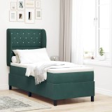 vidaXL Pat cu arcuri cu saltea Verde &icirc;nchis 80 x 200 cm Catifea 3340847