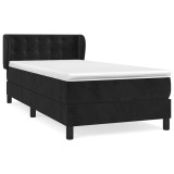 Cumpara ieftin Pat box spring cu saltea, negru, 90x190 cm, catifea