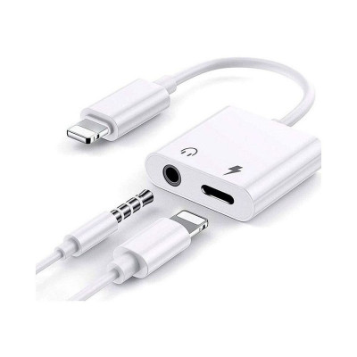 Cablu adaptor conector iPhone - iPhone Lightning + Jack 3.5 mm 0.2m 2A alb XO-NB172B foto