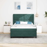 Cumpara ieftin Pat cu arcuri cu headboard Verde inchis 200 x 160 cm Catifea