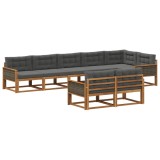 vidaXL Set de canapele de exterior cu pernă 8 pcs Natural și Antracit 3382660