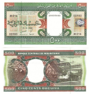 Mauritania 500 Ouguiya 2002 P-8 UNC foto