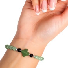 Brățară Aventurin cu Trifoi norocos cu 4 foi, elastică