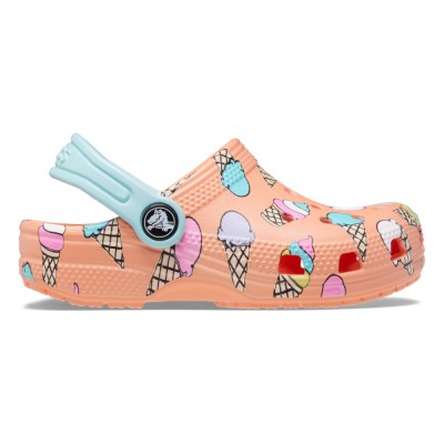 Saboti Crocs Classic Toddler Pool Party Clog Galben - Papaya foto