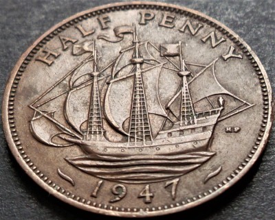 Moneda istorica Half Penny - MAREA BRITANIE / ANGLIA, anul 1947 * cod 4700 A foto