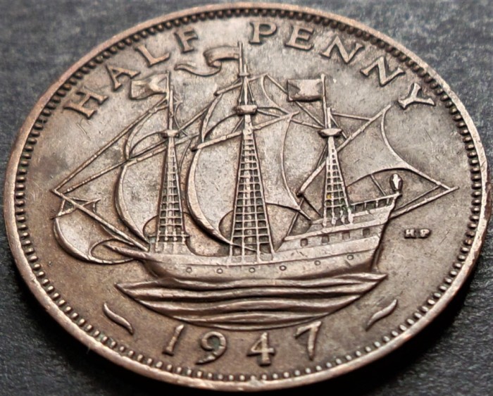 Moneda istorica Half Penny - MAREA BRITANIE / ANGLIA, anul 1947 * cod 4700 A