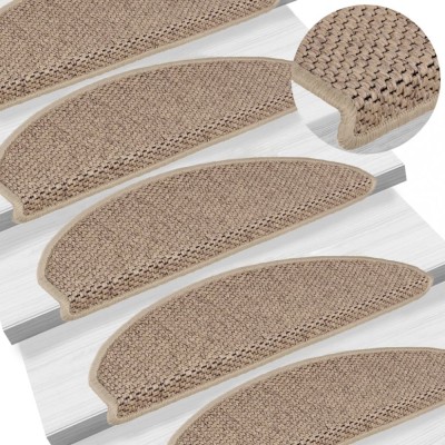 Gossi covorase scari autoadezive 15buc nisipiu 65x21x4cm aspect sisal foto