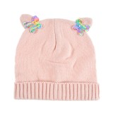 Caciula roz cu urechi si fluturi colorati