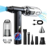Suflanta aer si Aspirator, Portabil, Motor Puternic 160 W/130.000 RPM, Autonomie Impresionanta, Afisaj LED, Reglare Intensitate, 8 accesorii, Aliaj