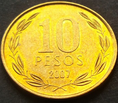 Moneda exotica 10 PESOS - CHILE, anul 2007 *cod 1549 = UNC! foto