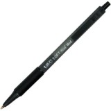 Pix cu bila Bic SoftClic, 1. 0mm, cu mecanism, corp semitransparent in culoarea scrisului, grip cauciucat, Negru