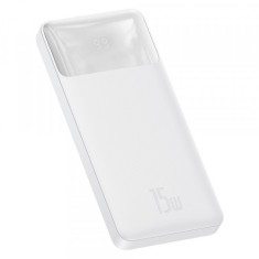 Baterie Externa Baseus Bipow, 10000mAh, 15W, 1 x USB-C - 2 x USB-A, Alba PPBD050002