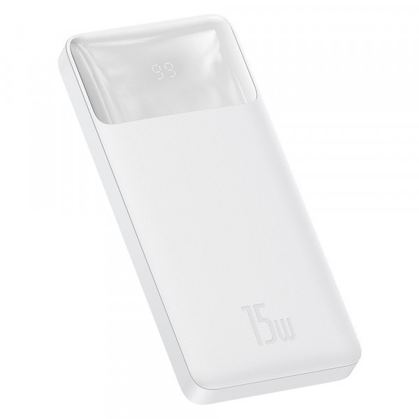 Baterie Externa Baseus Bipow, 10000mAh, 15W, 1 x USB-C - 2 x USB-A, Alba PPBD050002