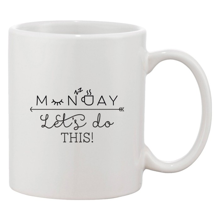 Cana alba personalizata &#039;Monday. Let&#039;s do this!&#039;, INOVATIX&reg;. 330ml