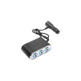 Prelungitor bricheta auto tripla 12/24V cu intrerupator individual si 1 port USB Cod:BK90939 - Auriu Automotive TrustedCars