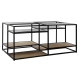 Masa de Cafea DKD Home Decor 8424001787234 Negru Multicolor Natural Lemn Metal Oglindă 120 x 60 x 50 cm